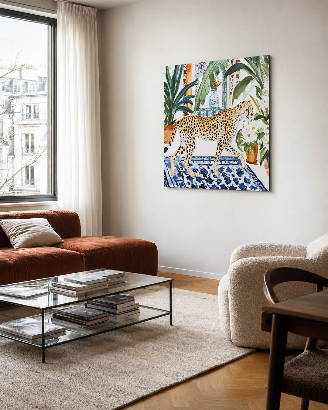 Luipaard in interieur Kunstwerk