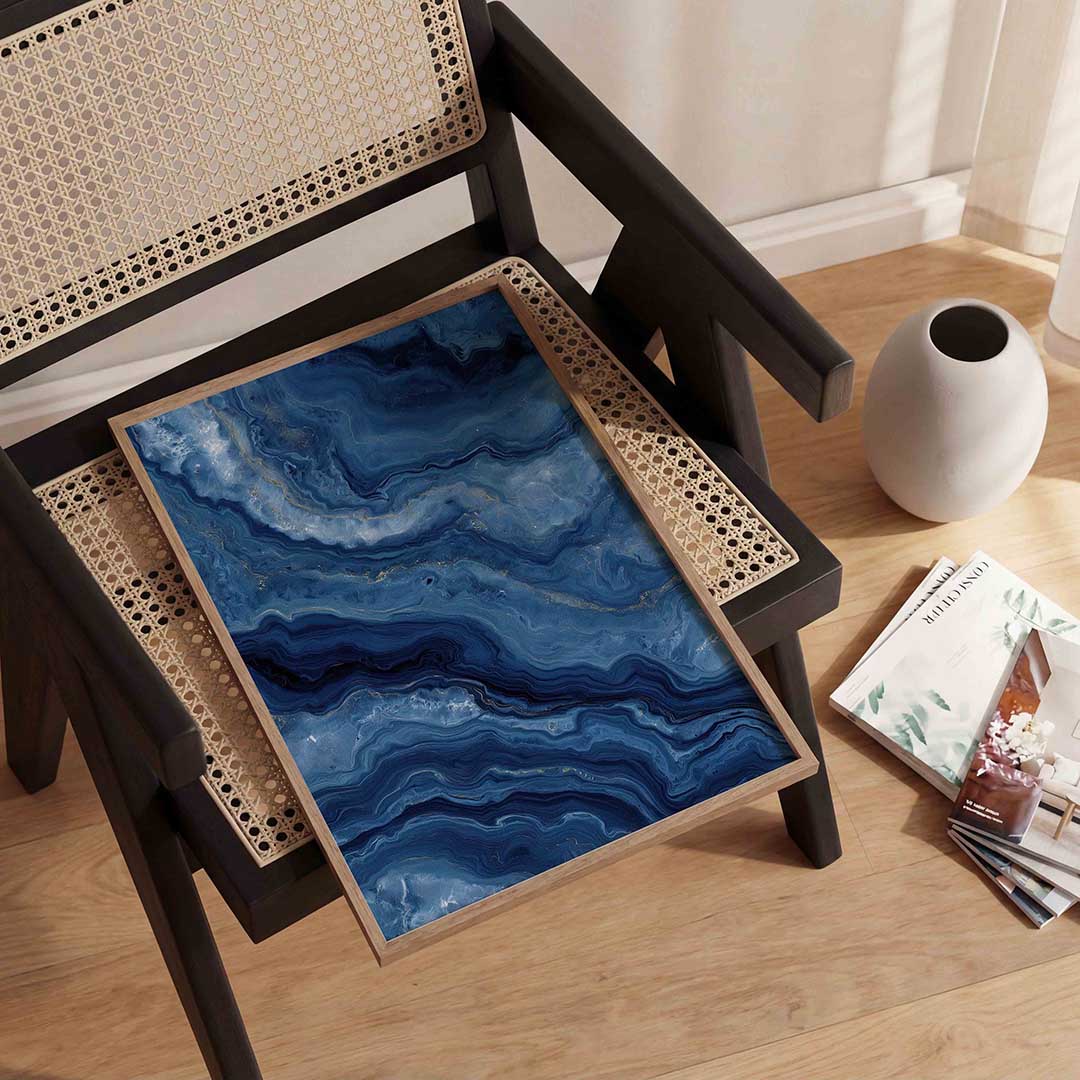 Blauwe marmerstructuur Poster