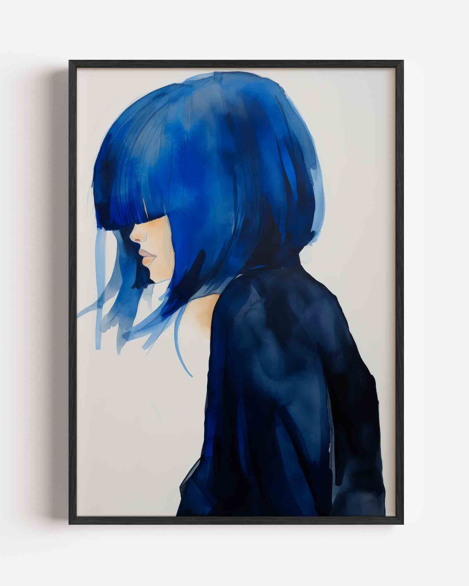 Blauw haar profiel Poster