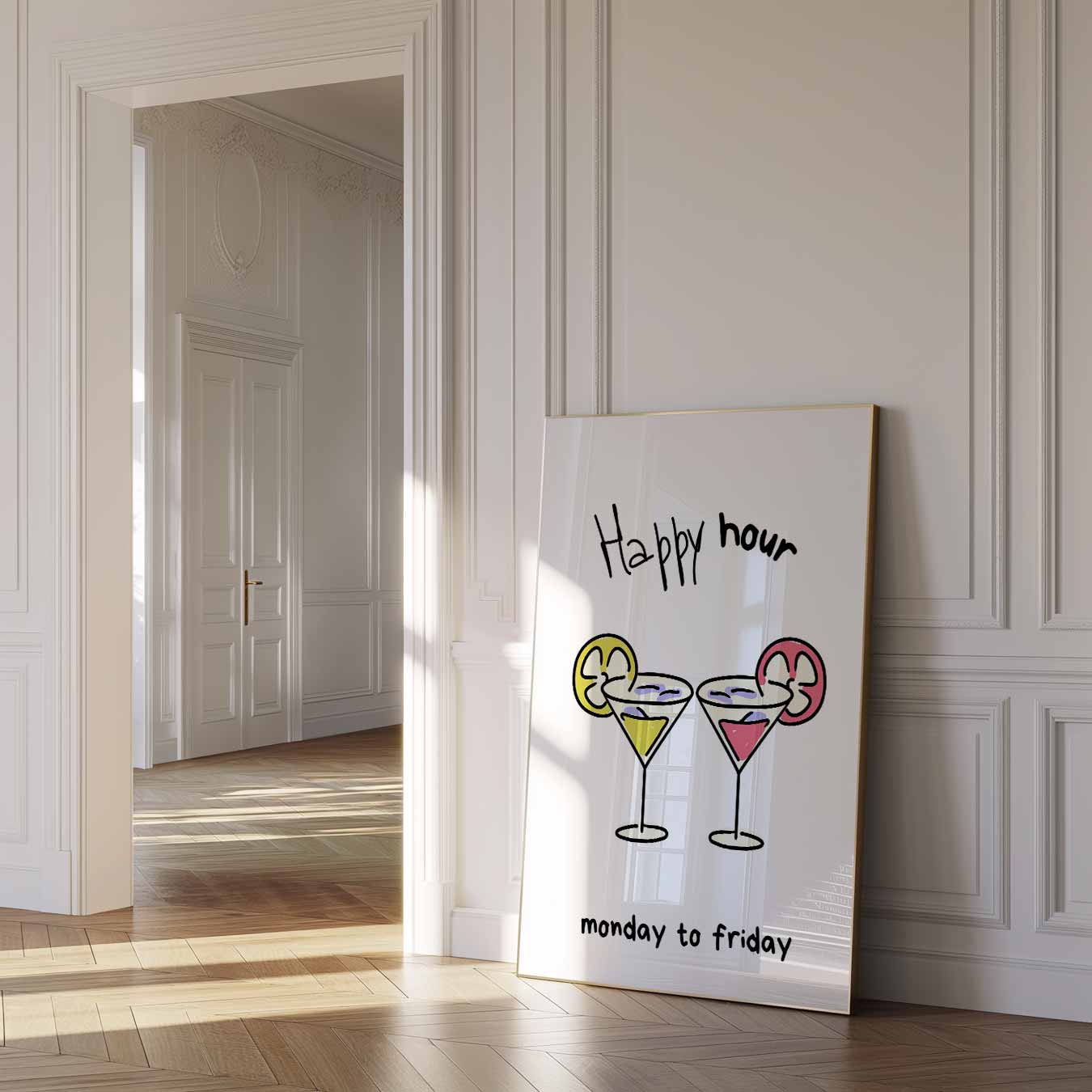 Happy Hour Cocktail Poster-WallArtistic