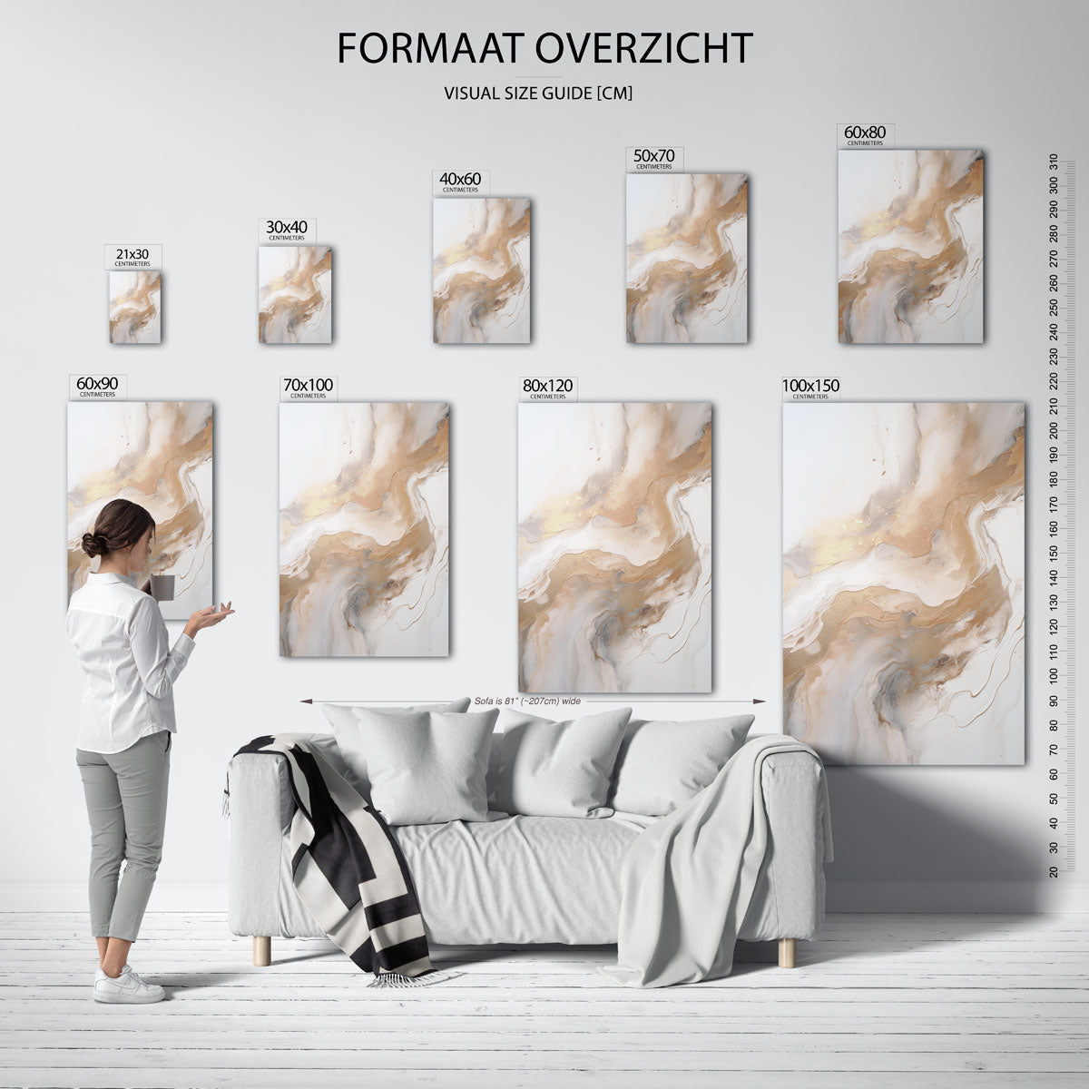 Abstracte beige en witte Poster