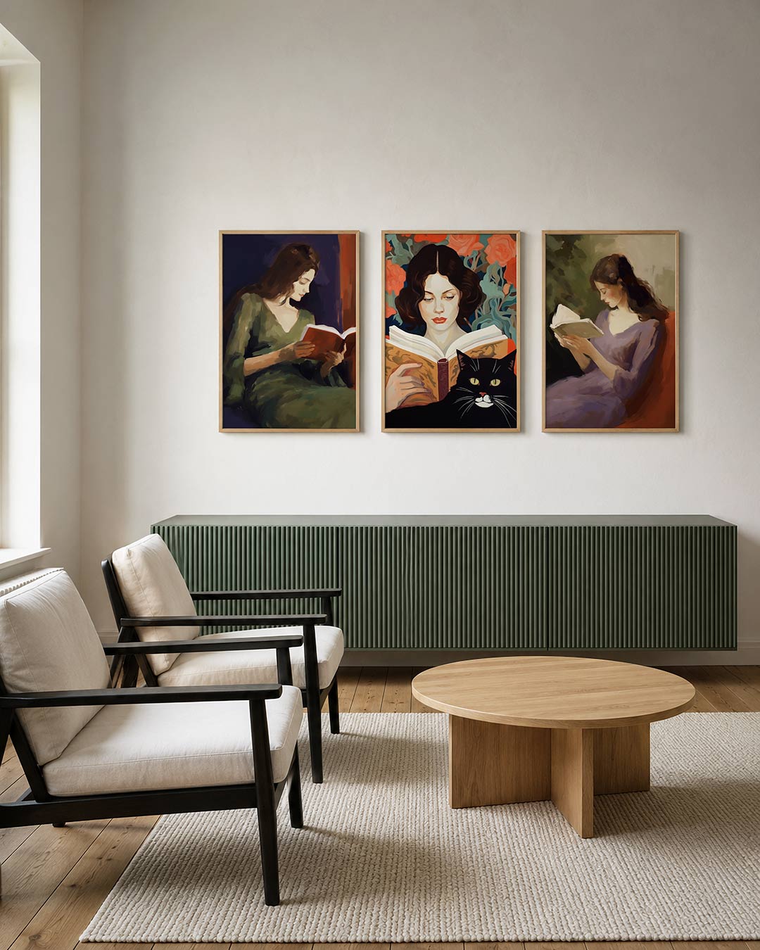 Lezende vrouw Posterset
