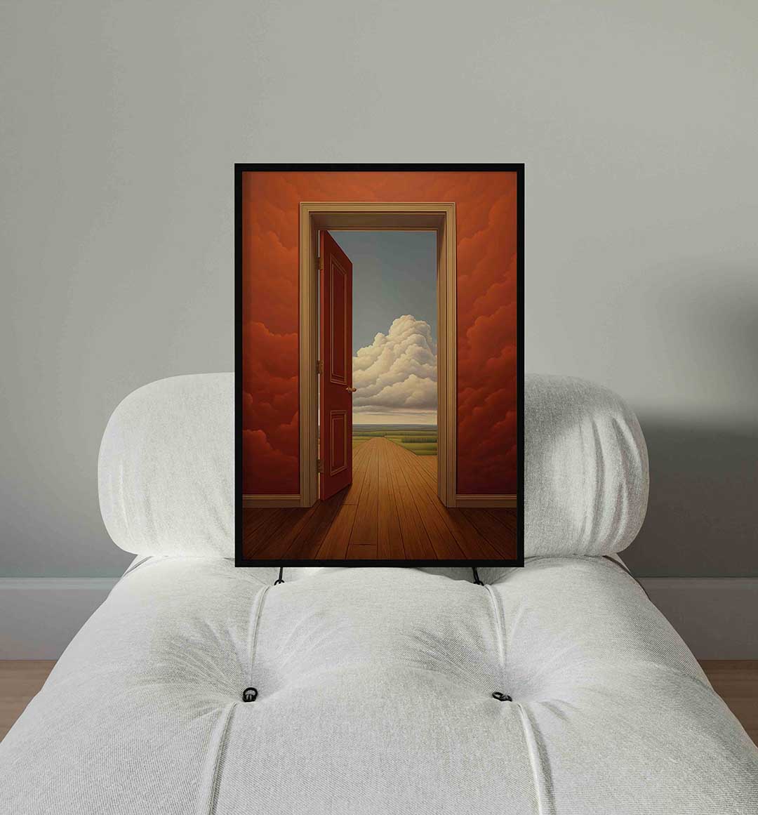 Open deur naar wolken Poster