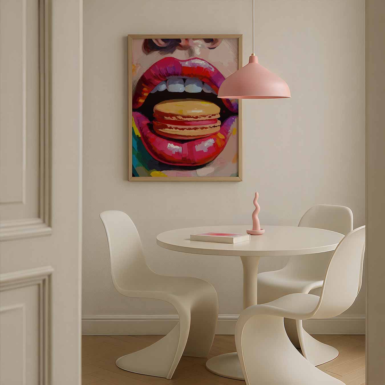 Kleurrijke Lippen Met Macaron Poster-WallArtistic
