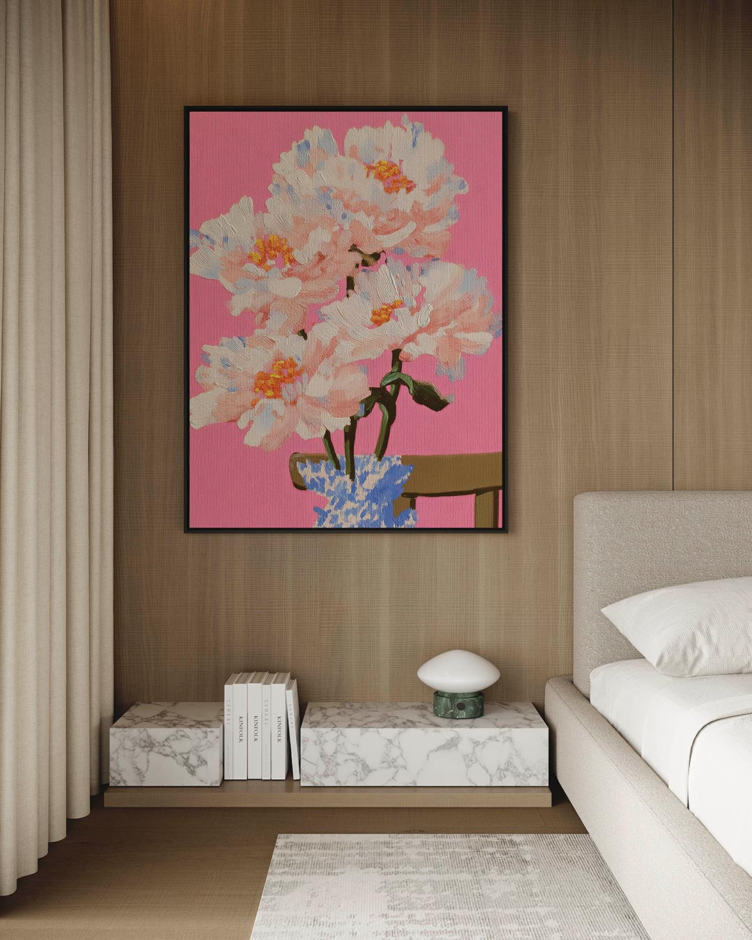 Bloemen op roze achtergrond Kunstwerk