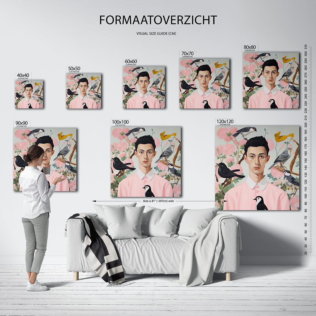 Vogels en bloemen portret Kunstwerk
