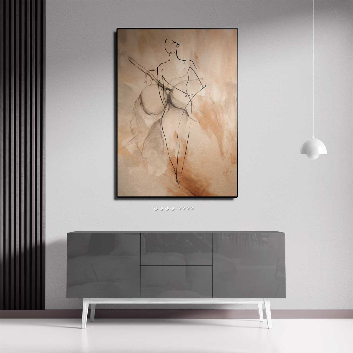 Elegante Schets van een Vrouw Kunstwerk-canvas-dibond-plexiglas-wanddecoratie-WallArtistic