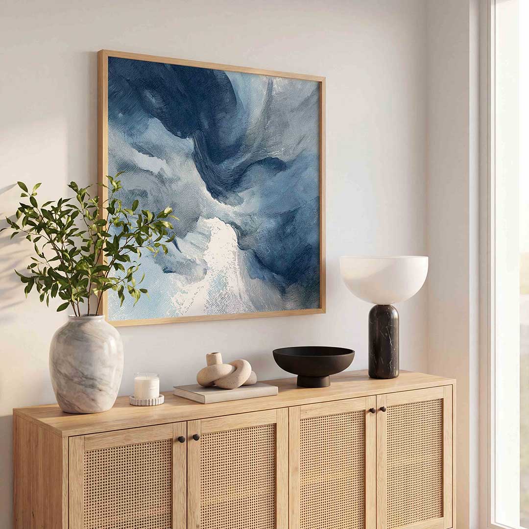 Abstracte blauwe vormen Poster