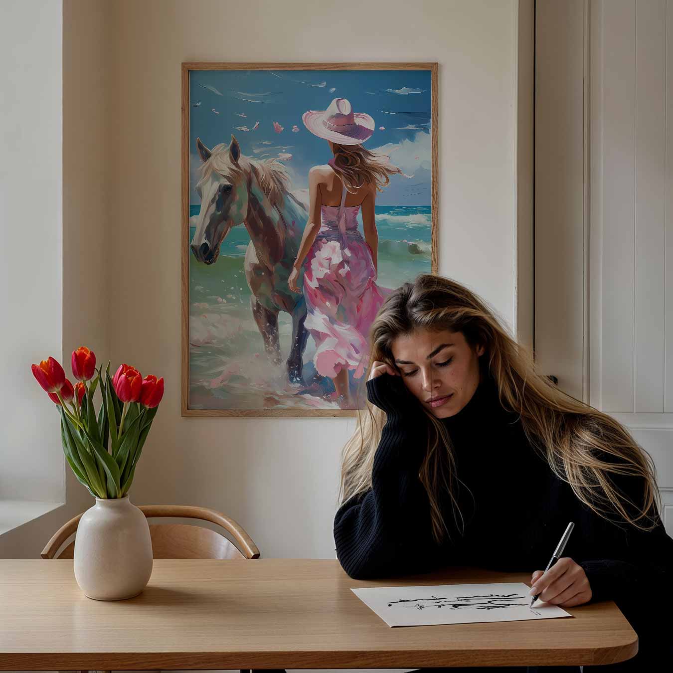 Strandavontuur met Paarden Poster-WallArtistic
