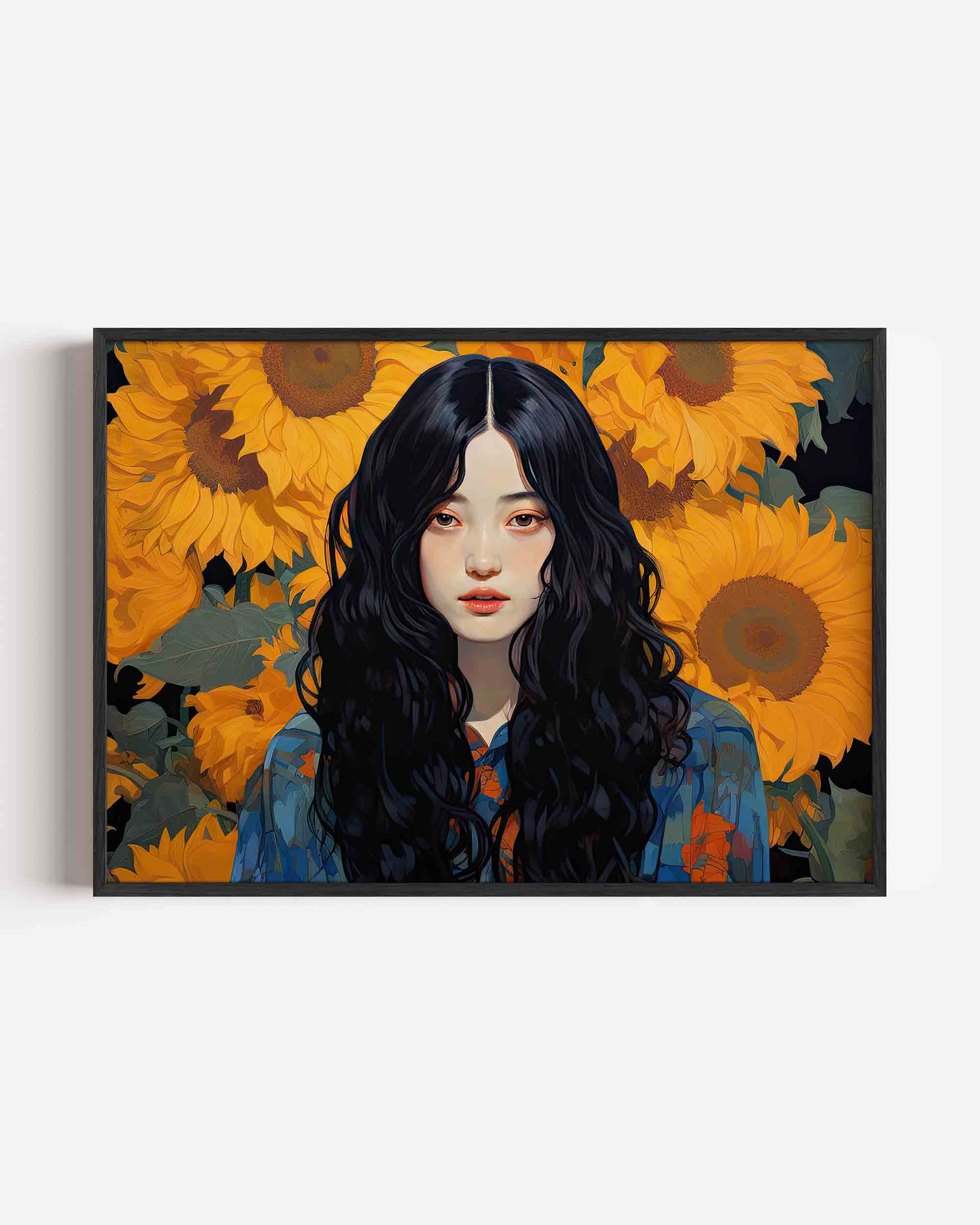 Vrouw met zonnebloemen Poster
