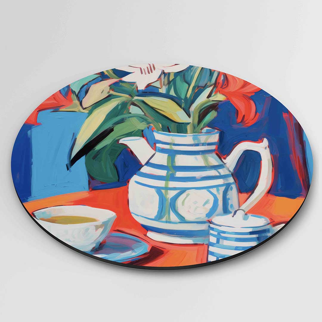 Bloemen en servies Muurcirkel
