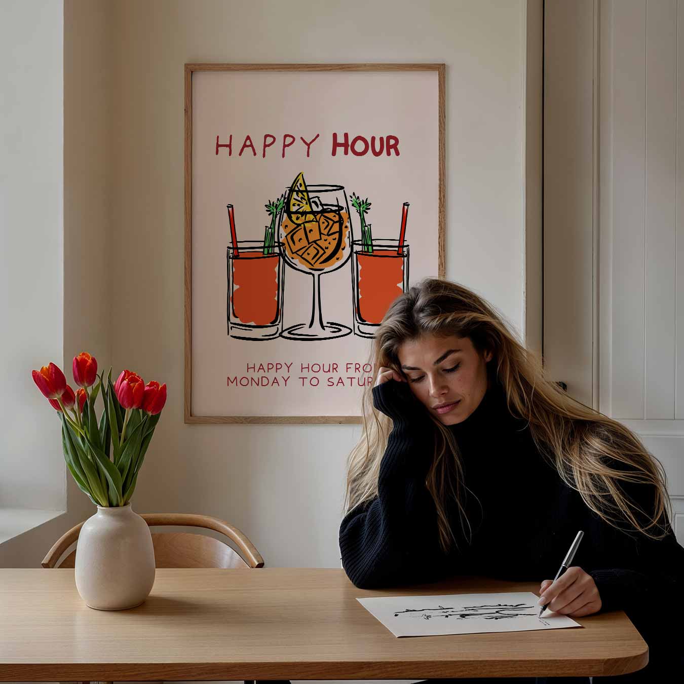 Happy Hour Cocktails Poster-WallArtistic