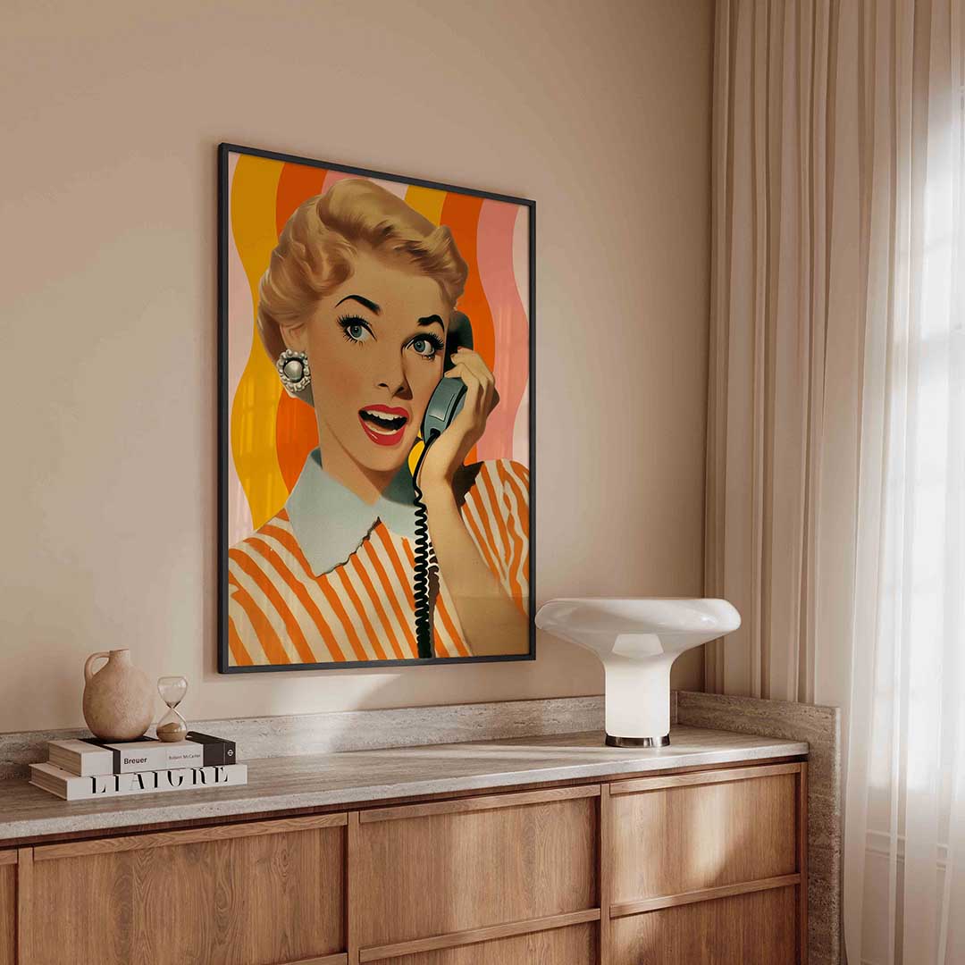Vrouw met telefoon Poster