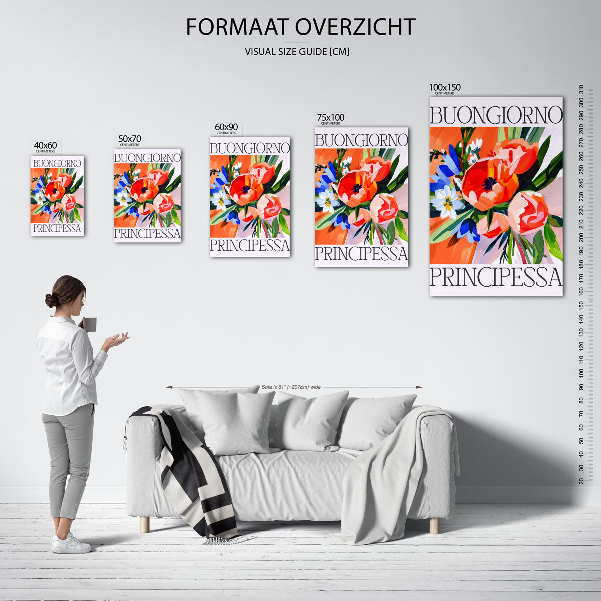 Bloemencompositie met tekst Kunstwerk