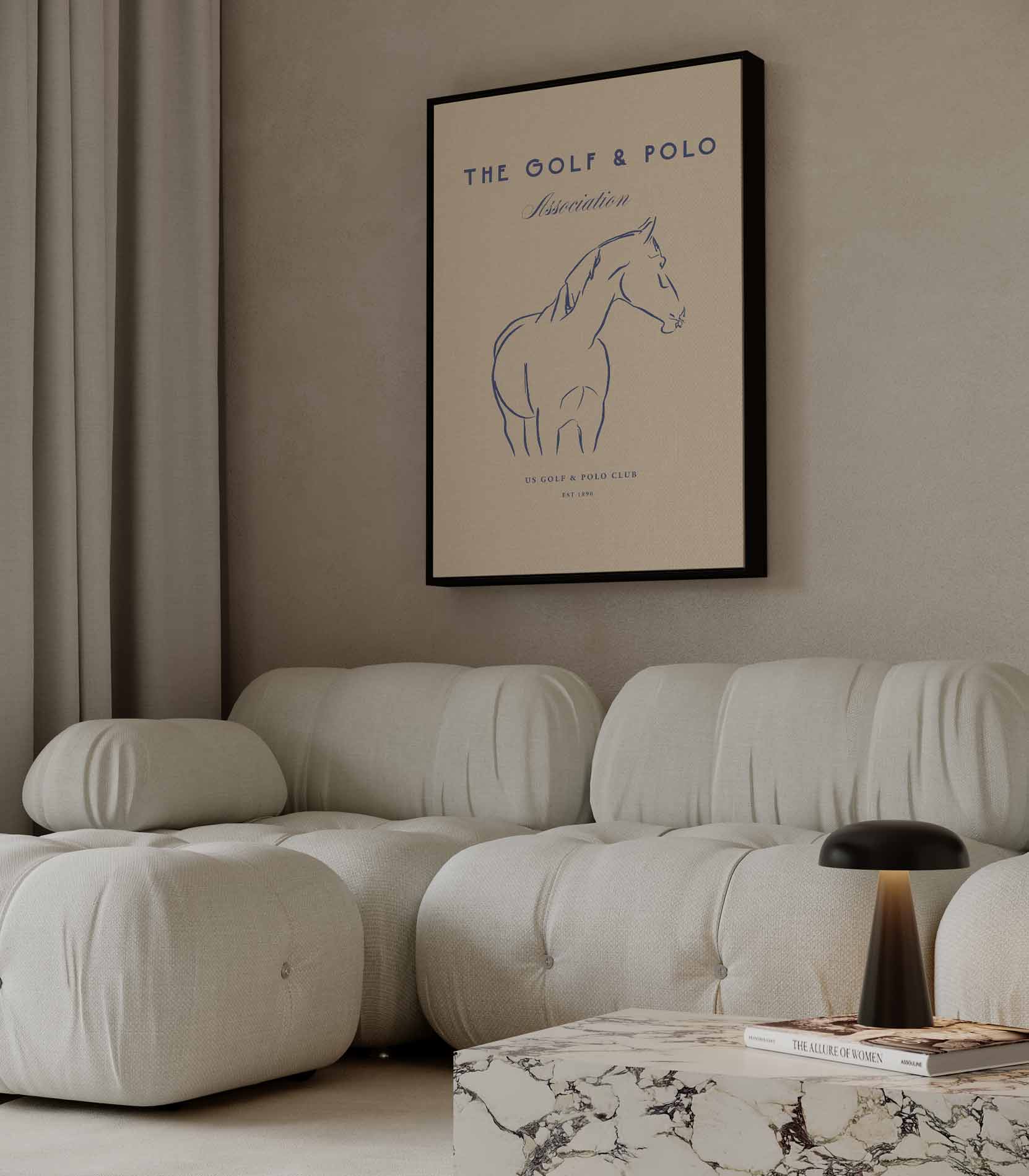 Elegante Paardenlijntekening Kunstwerk-canvas-dibond-plexiglas-wanddecoratie-WallArtistic