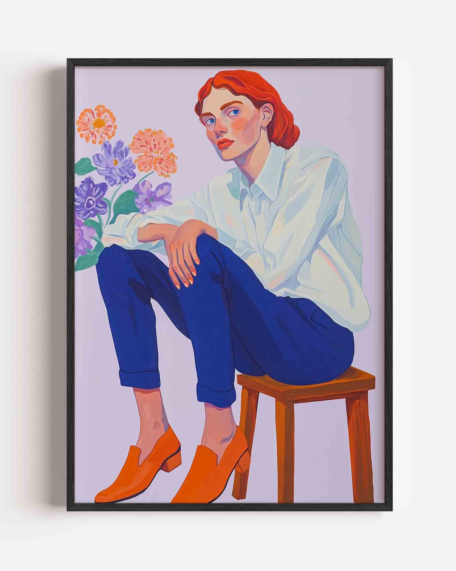 Vrouw met bloemen Poster