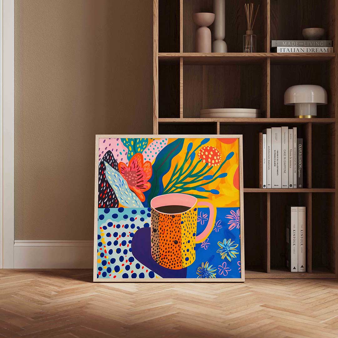 Gekleurde beker en bloemen Poster