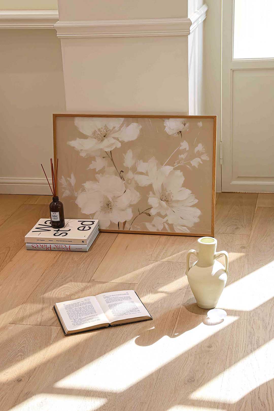 Witte bloemen Poster