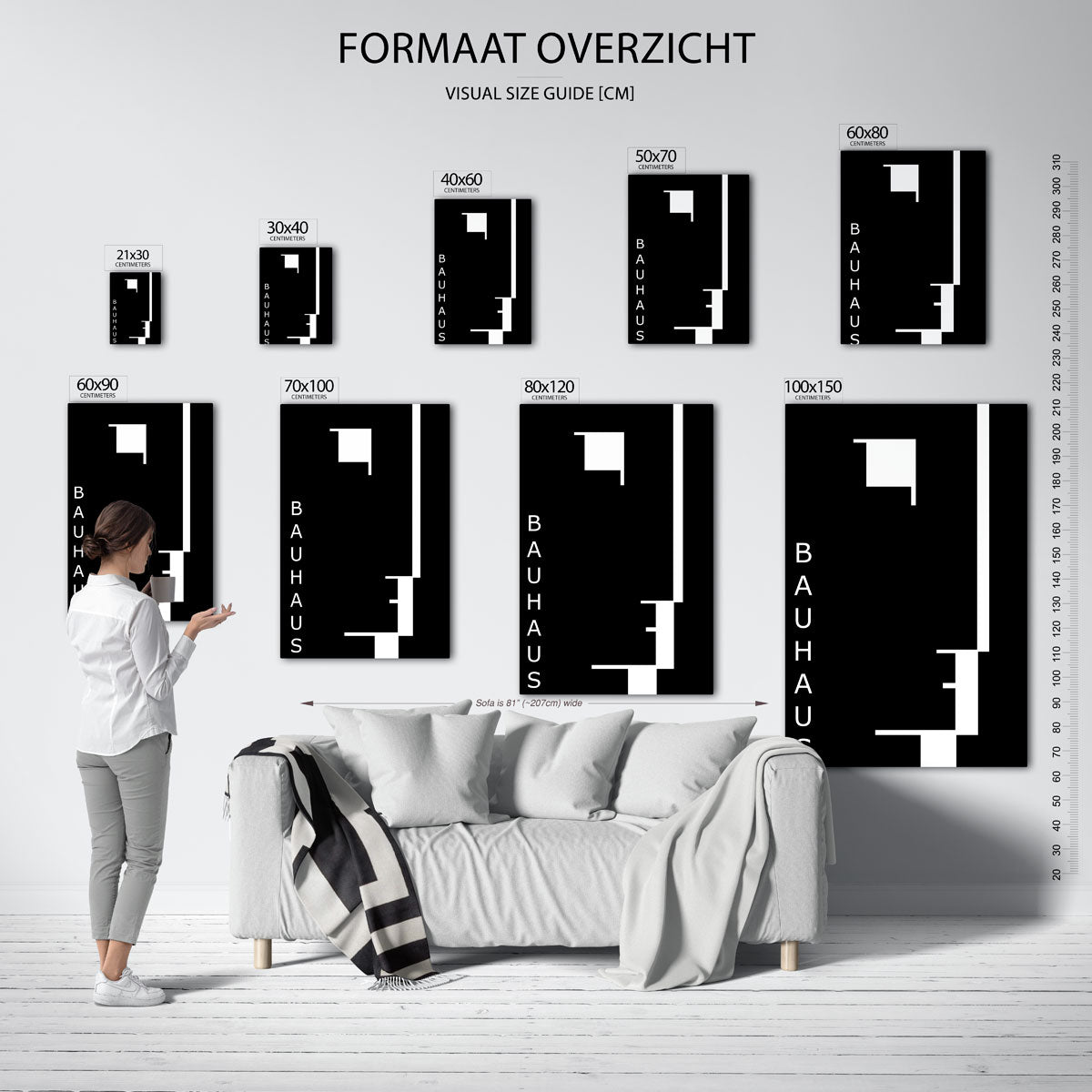 Zwart wit lijnenspel Poster