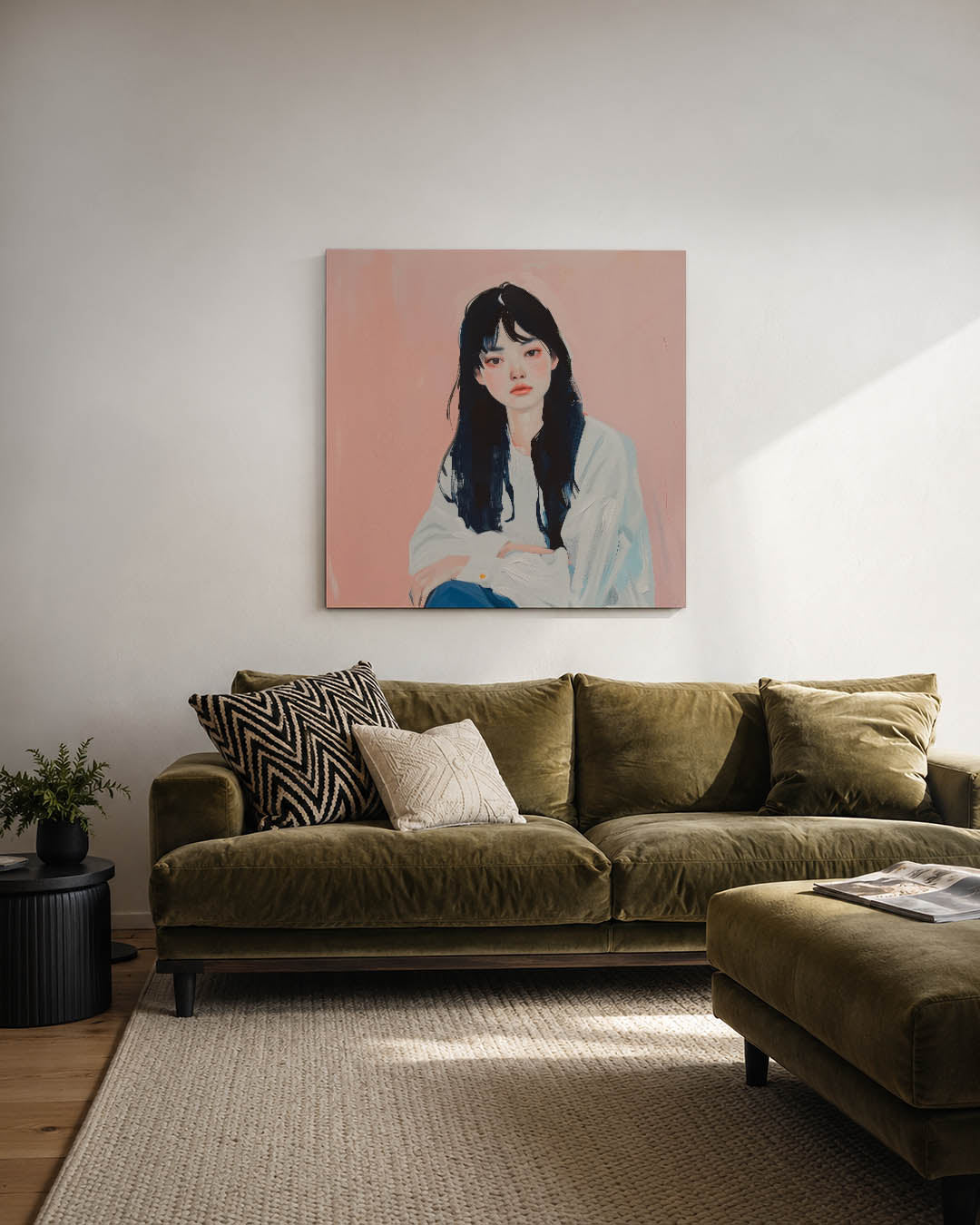 Dromerige portretstudie Kunstwerk
