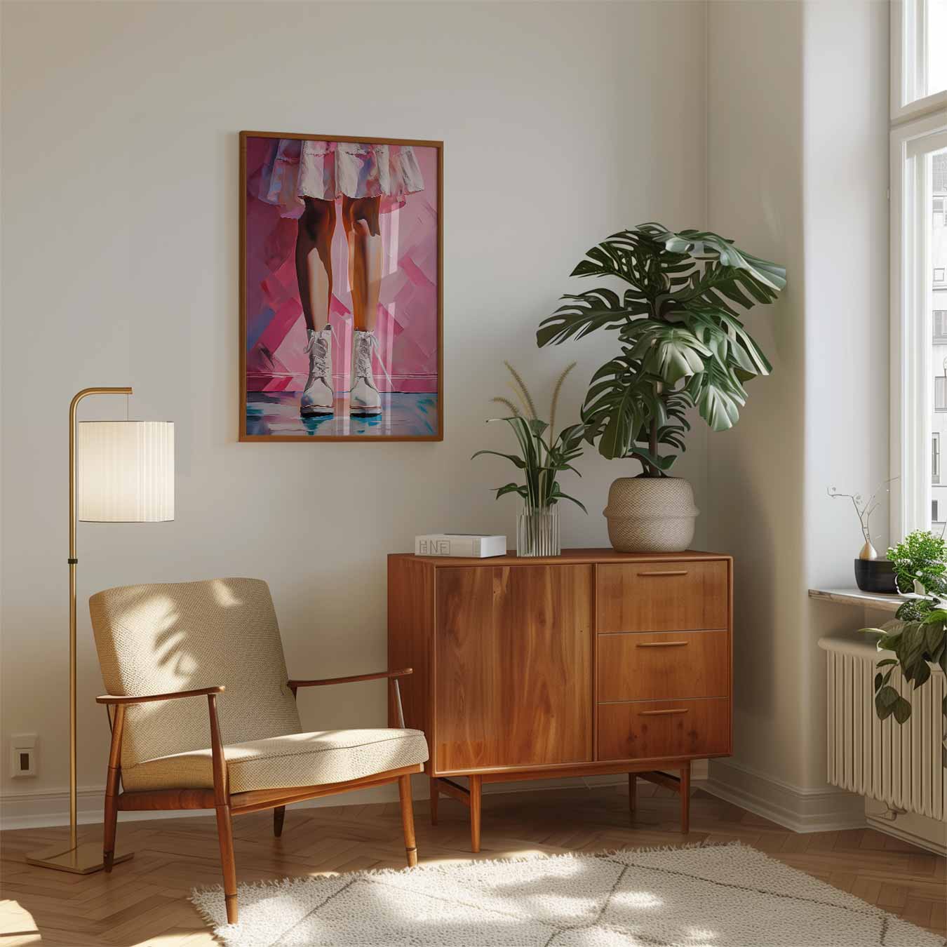 Vrouwelijke Elegantie in Roze Poster-WallArtistic