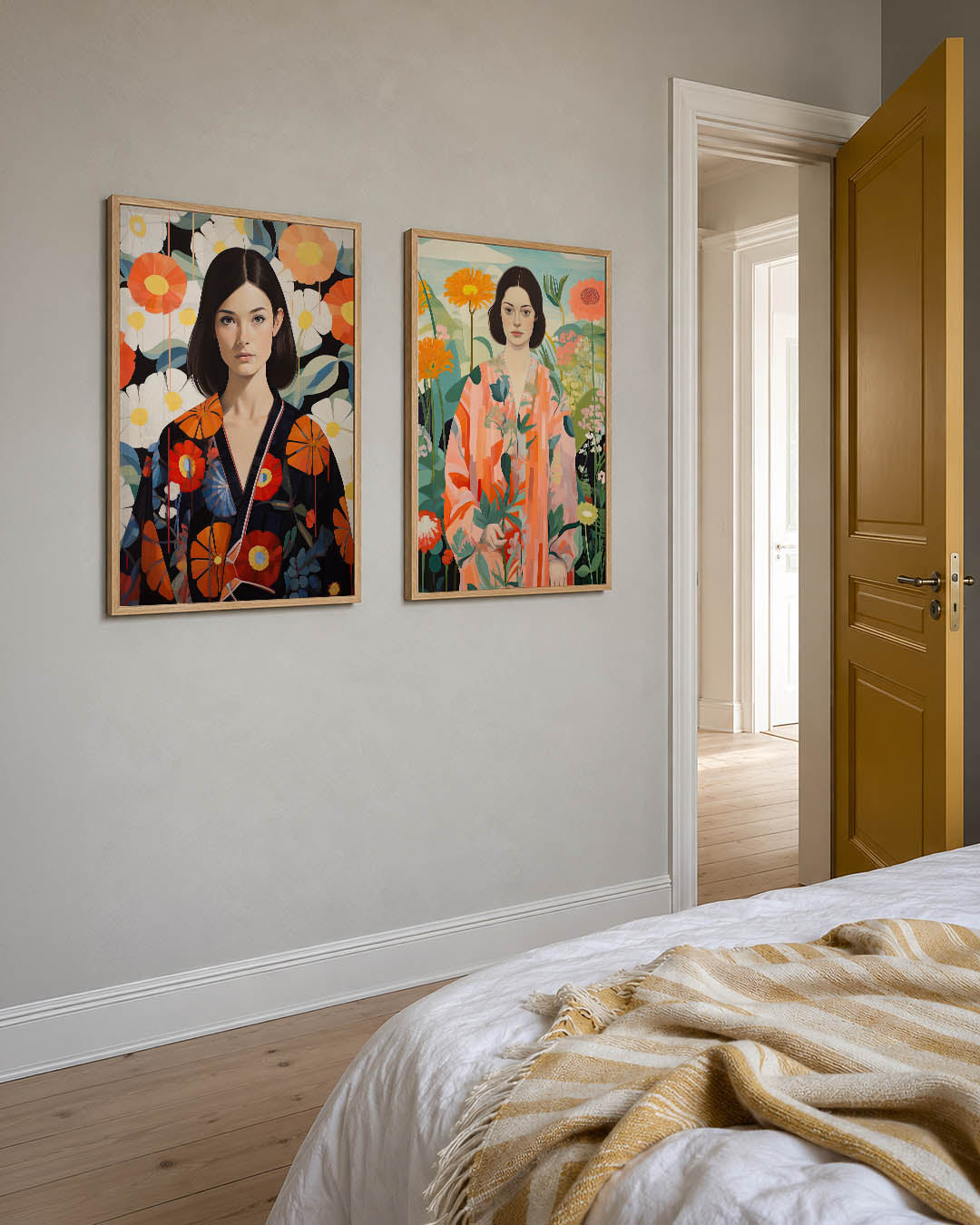 Bloemen en portret Posterset