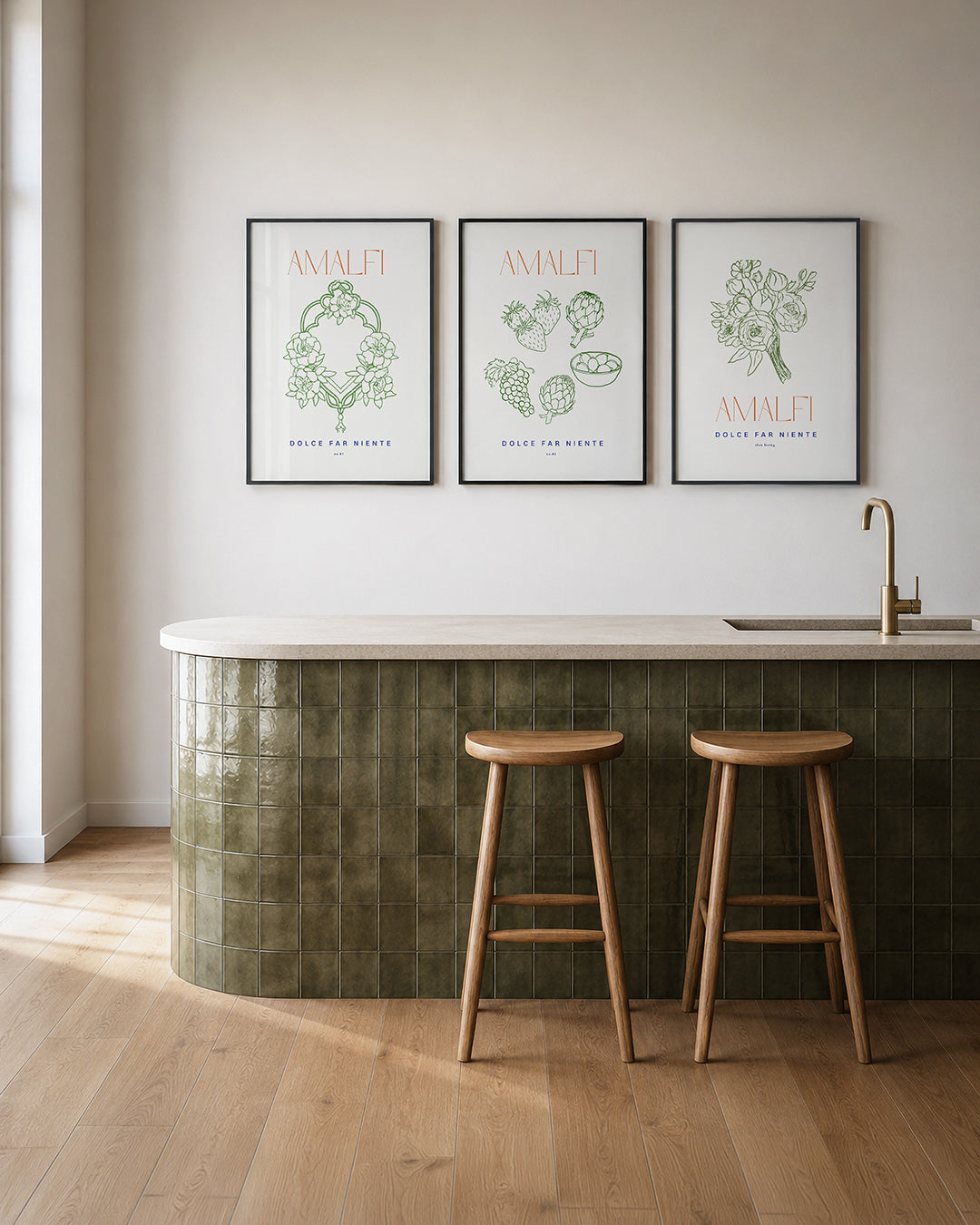 Bloemige lijnenspel Posterset
