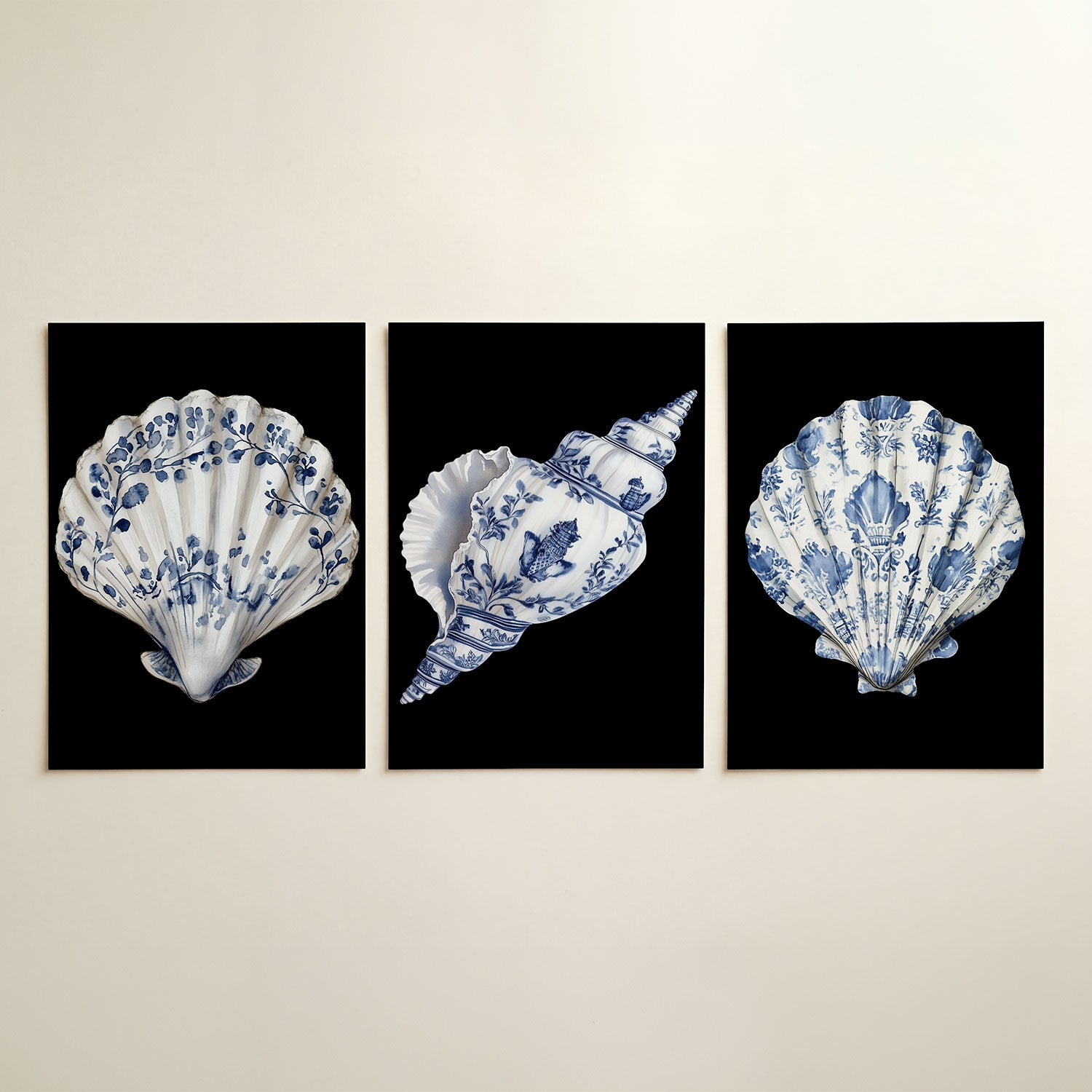 Schelpenpatroon blauw Posterset