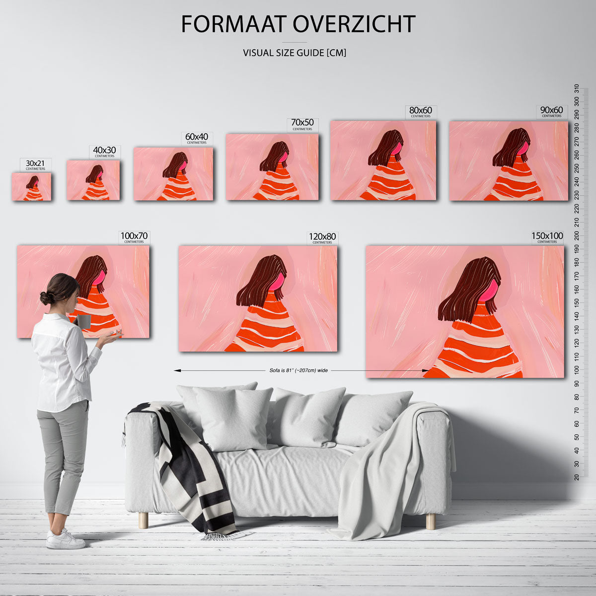 Gestreepte jurk en roze achtergrond Poster