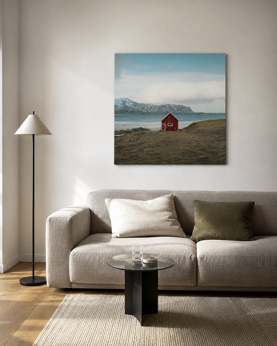 Rood huis aan zee Kunstwerk