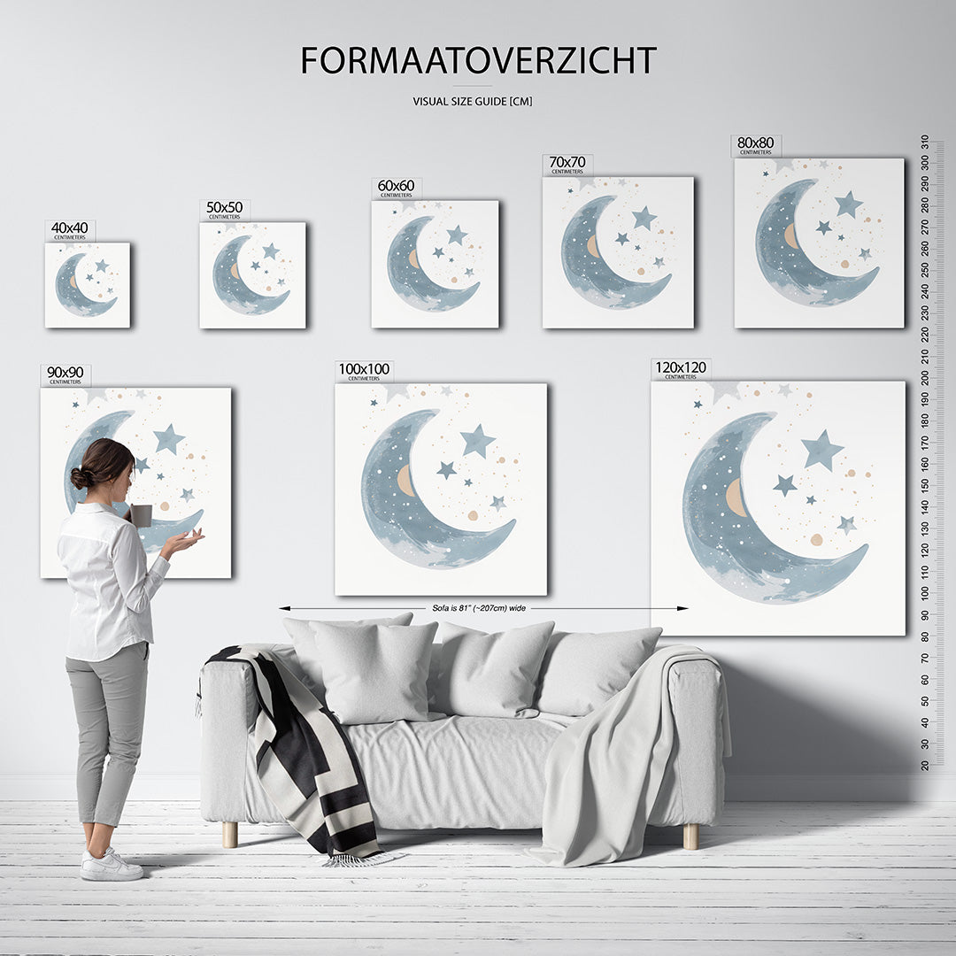 Dromerige maan en sterren Kunstwerk