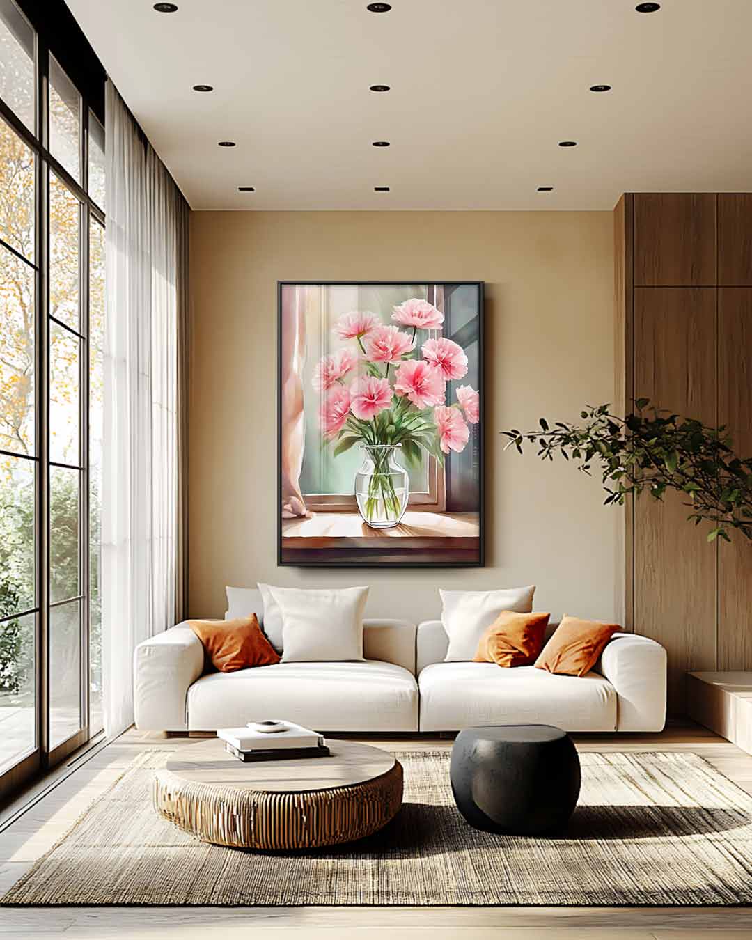Bloemenpracht in Vensterlicht Kunstwerk-canvas-dibond-plexiglas-wanddecoratie-WallArtistic
