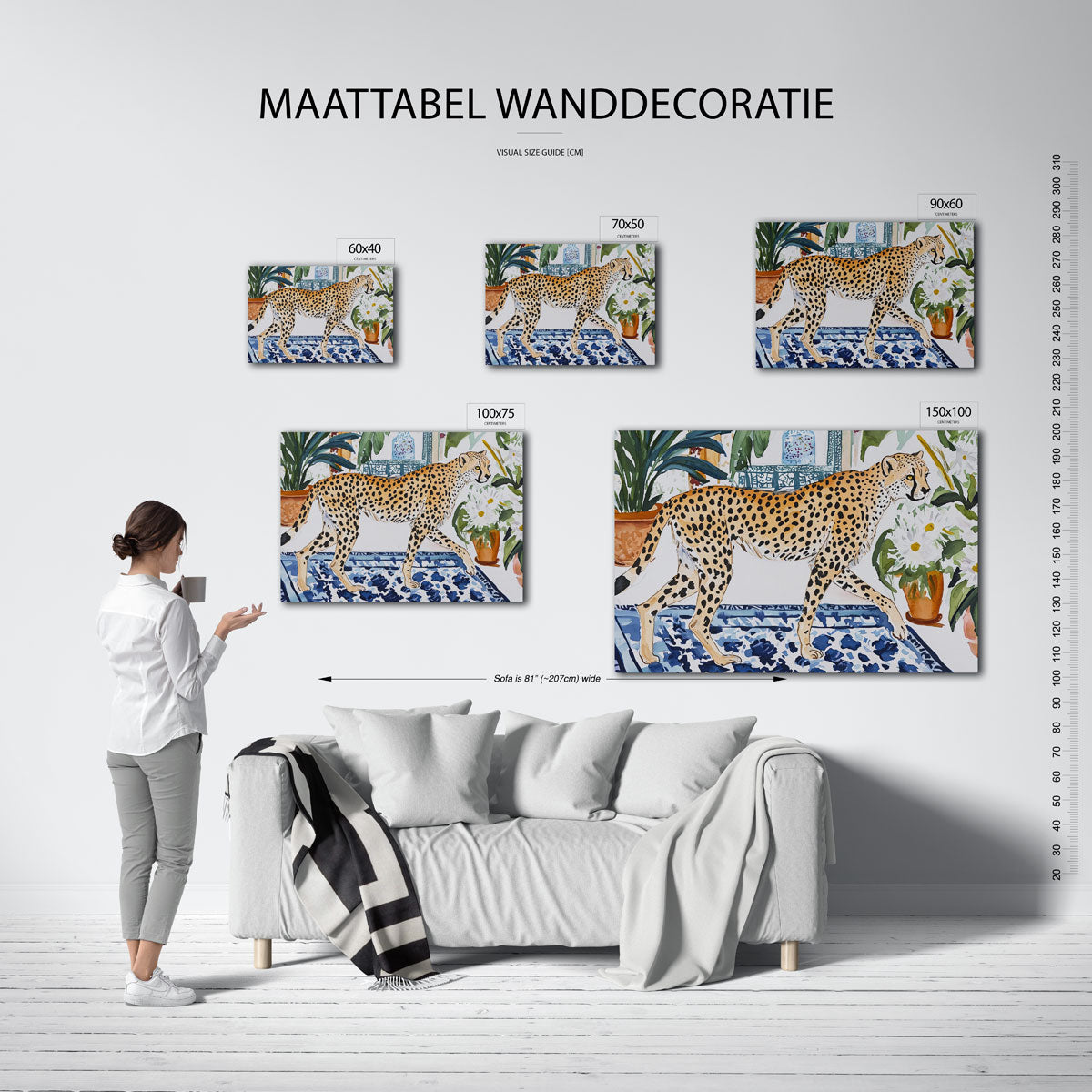 Luipaard in interieur Kunstwerk