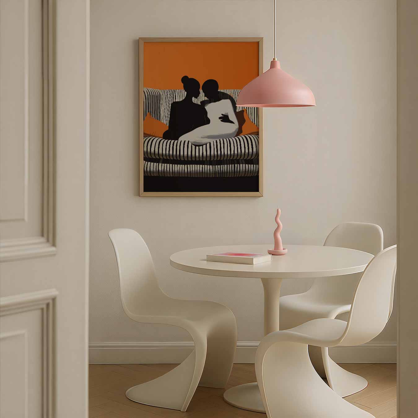Intieme Silhouetten op Stijlvolle Bank Poster-WallArtistic