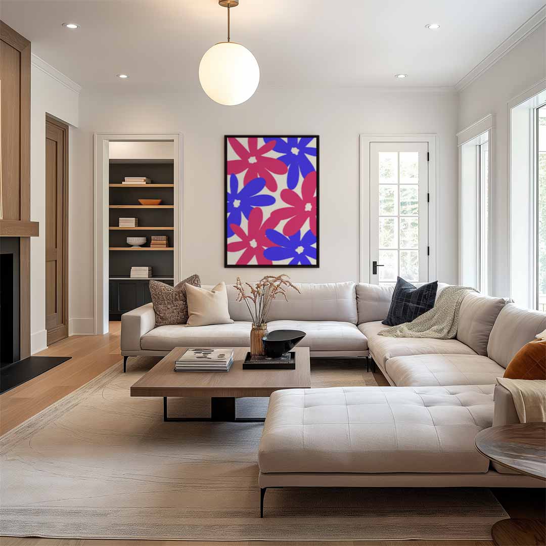 Kleurrijke Bloemenexplosie Kunstwerk-canvas-dibond-plexiglas-wanddecoratie-WallArtistic