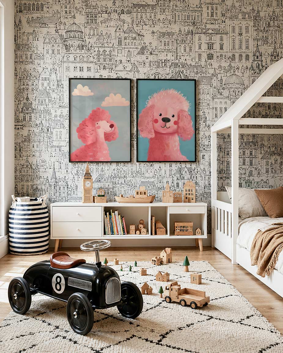 Wolkjes en roze vacht Posterset