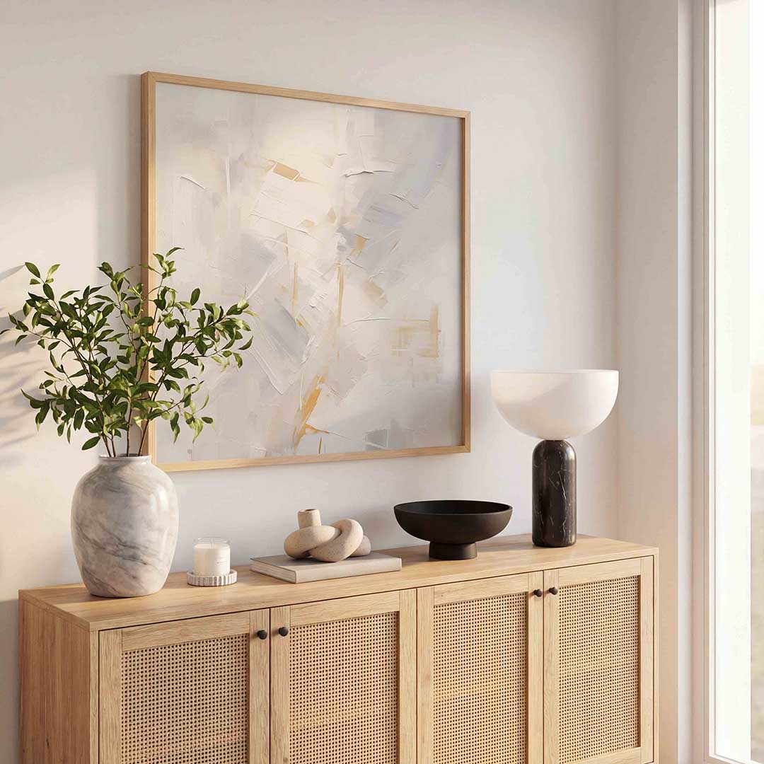 Abstracte beige en witte Poster
