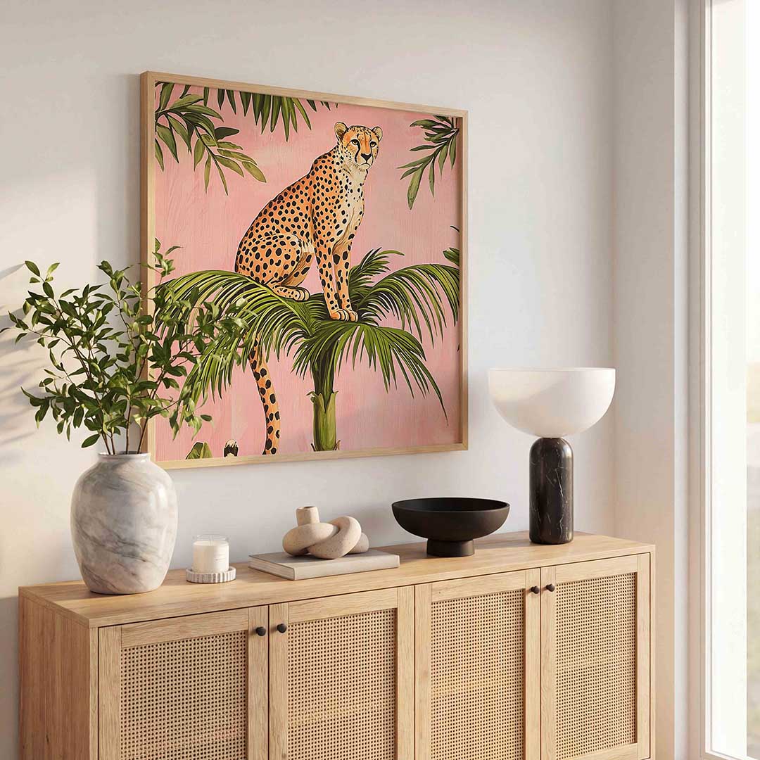 Luipaard op palm Poster