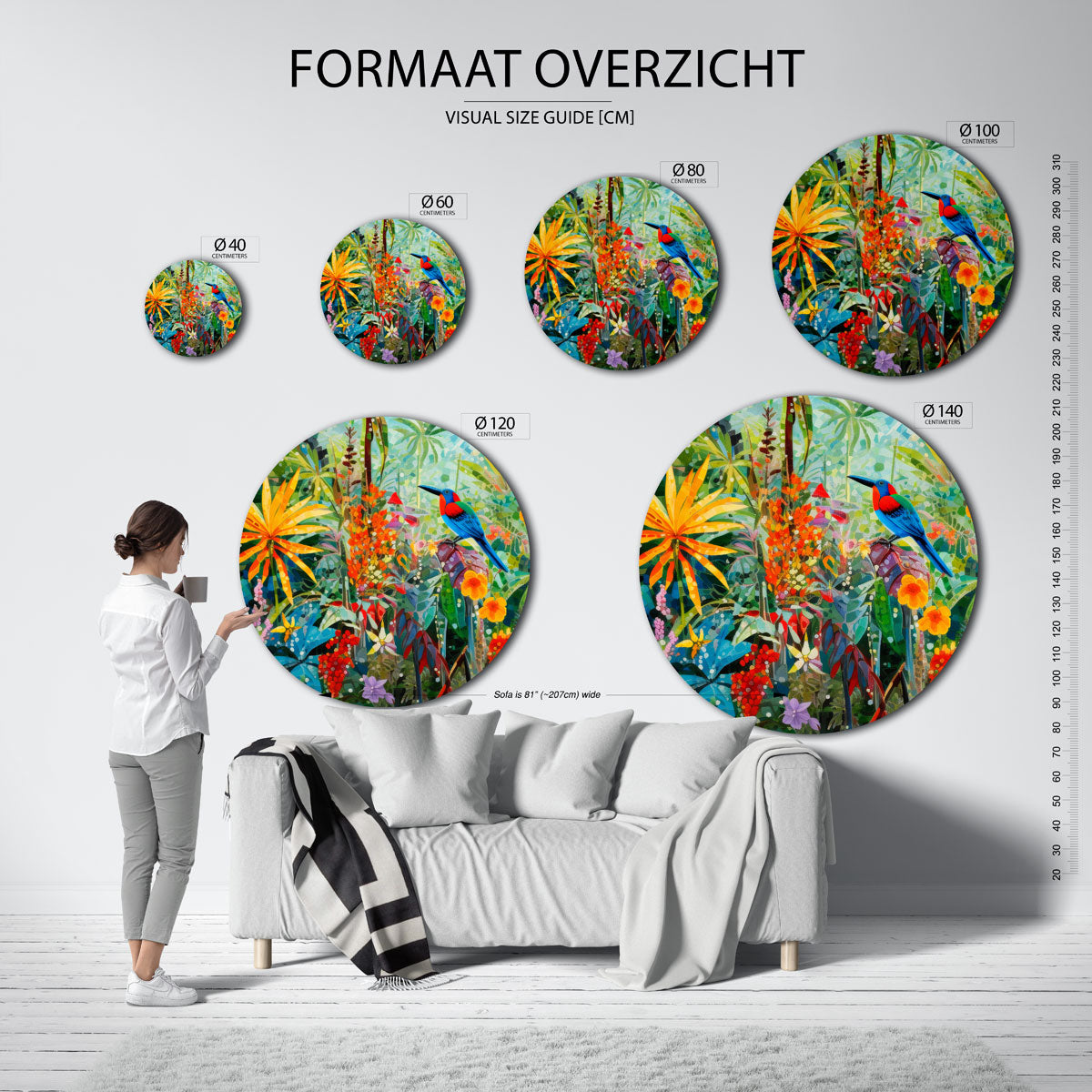 Vogel en bloemen Muurcirkel