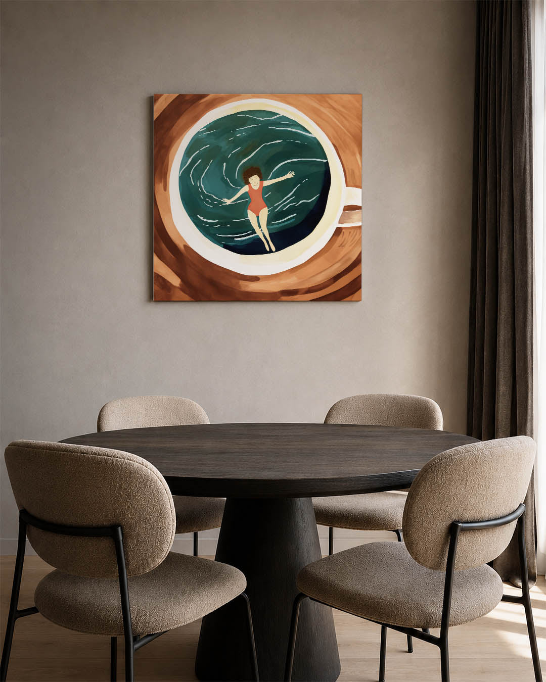 Dromerige zwemmer Kunstwerk
