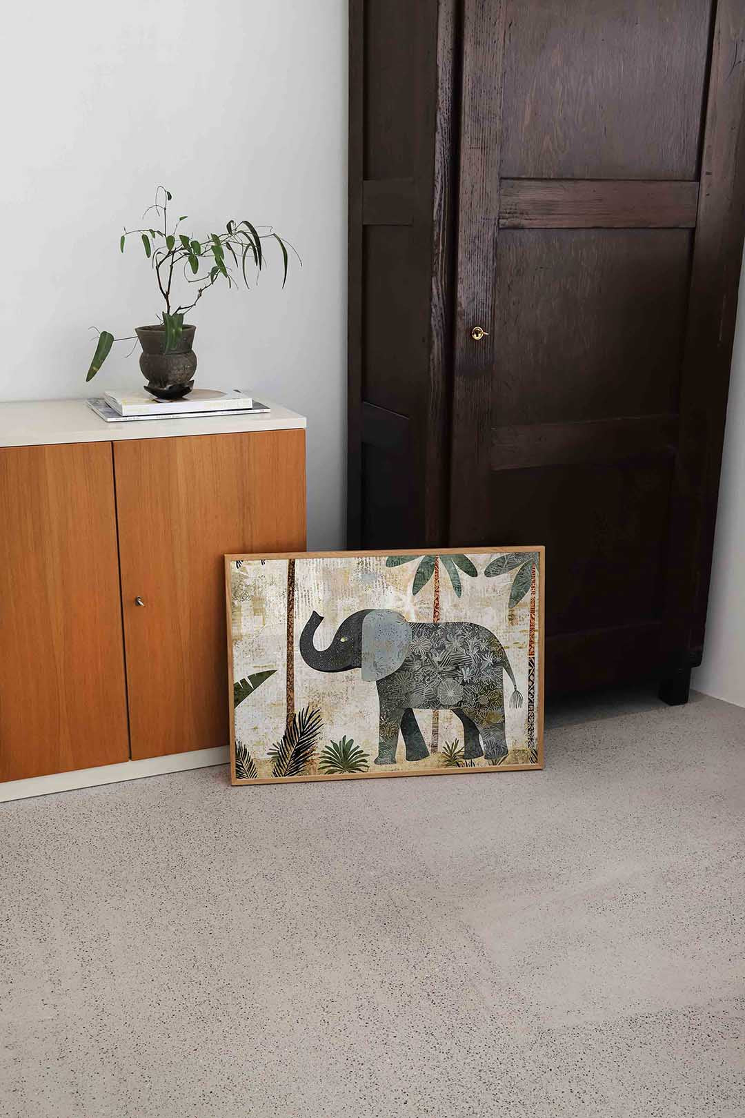 Olifant en palmbomen Poster
