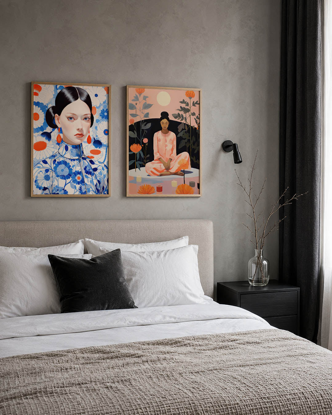 Bloemen en portret Posterset