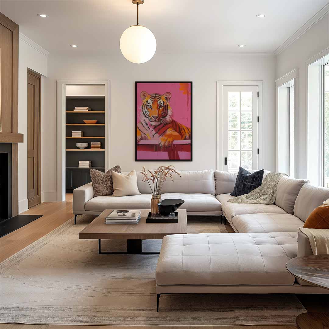 Kleurrijke Tijger Kunst Kunstwerk-canvas-dibond-plexiglas-wanddecoratie-WallArtistic