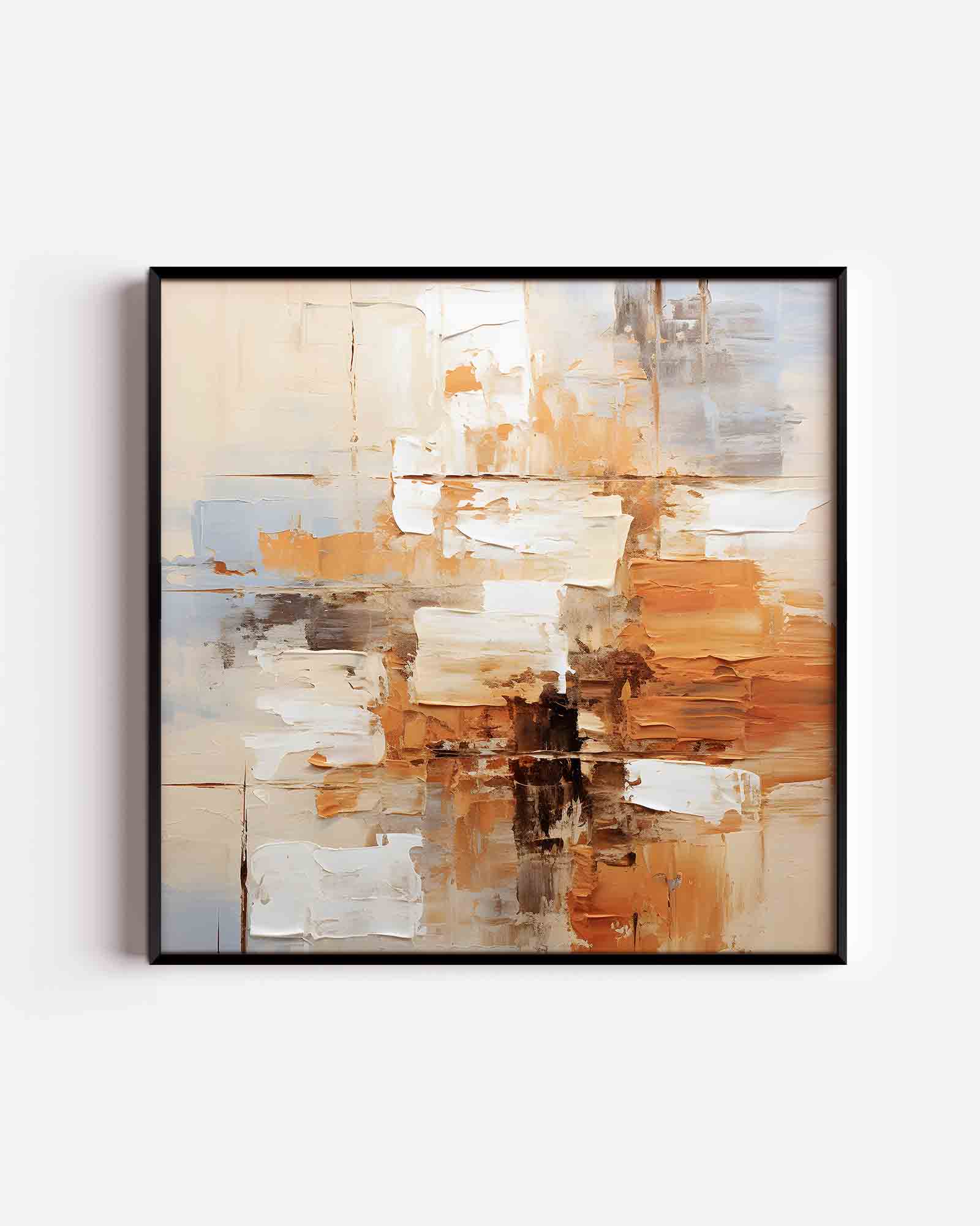 Abstracte beige en oranje Poster