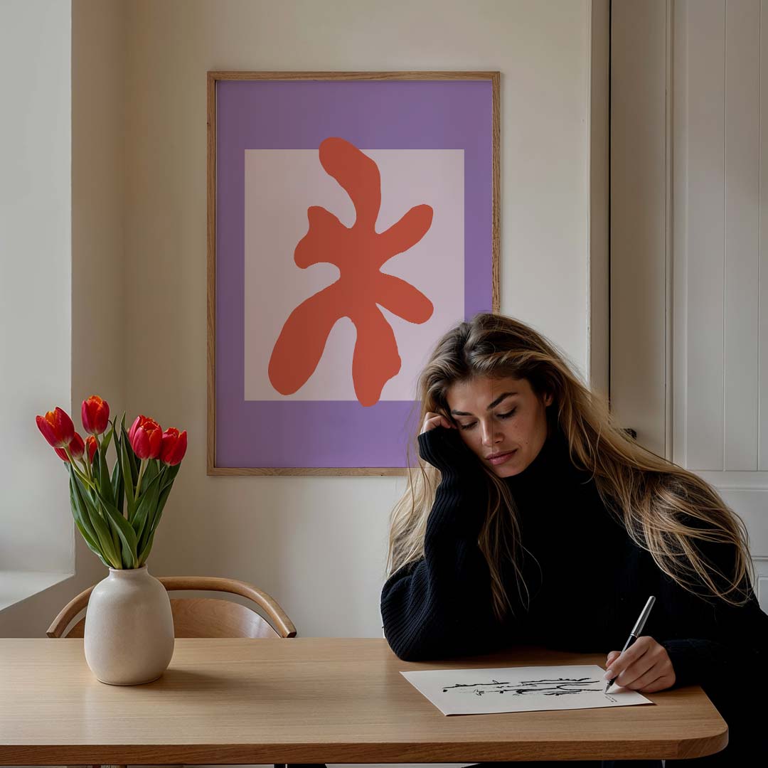 Vrolijke Abstracte Bloem Poster-WallArtistic