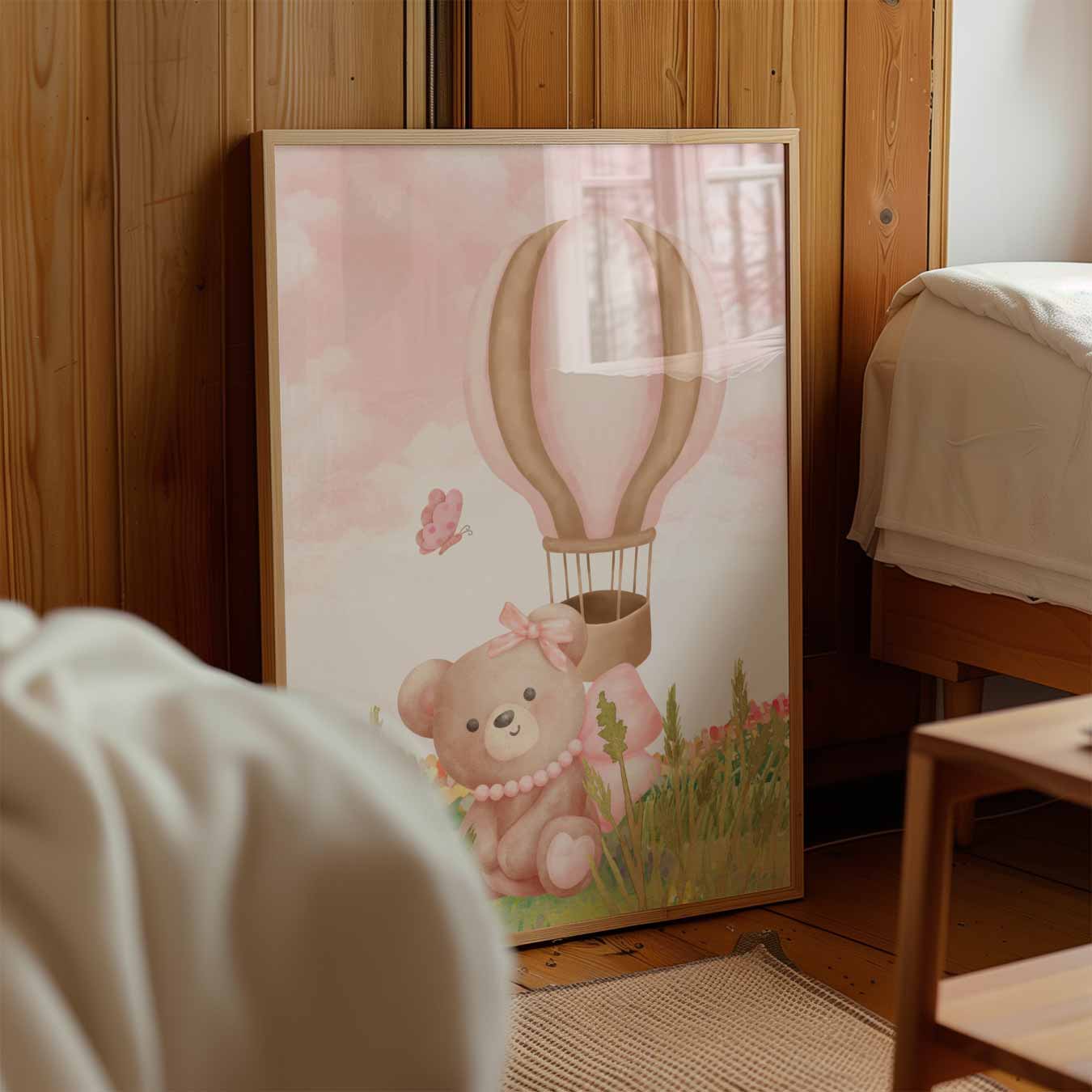 Schattige Teddybeer en Luchtballon Poster-WallArtistic