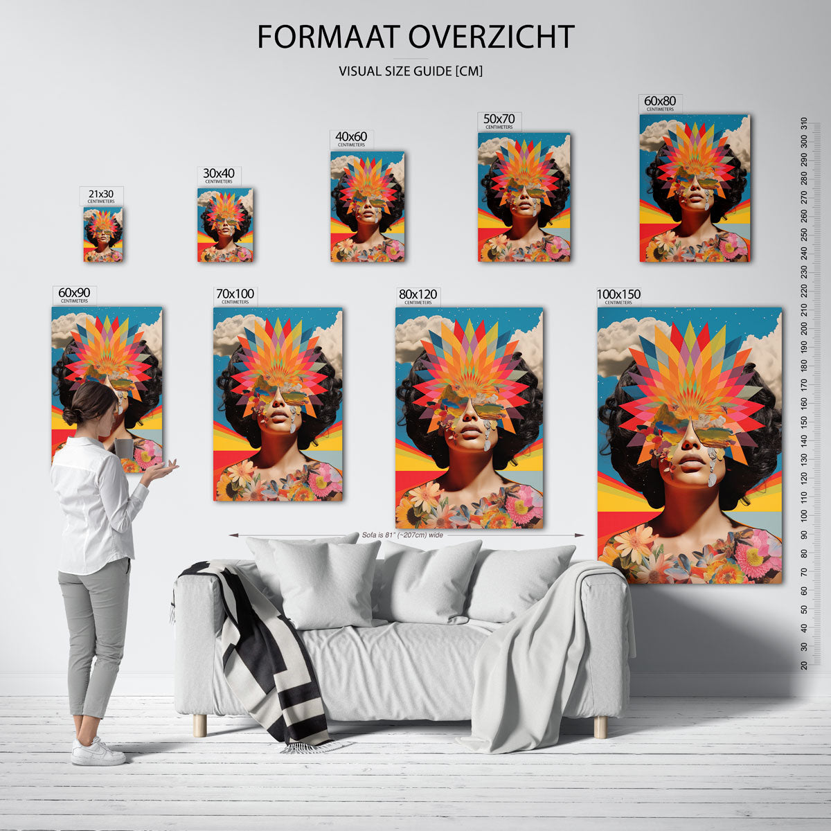 Vrouw met kleurrijke zonnebril Poster