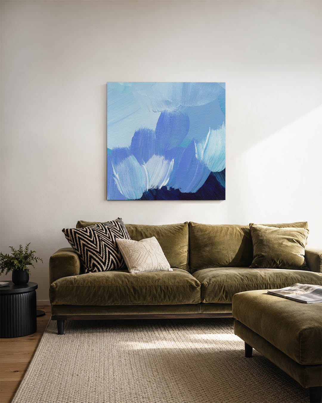 Dynamische blauwtinten Kunstwerk