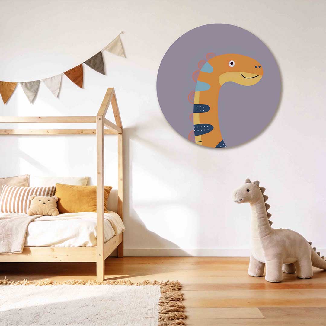 Oranje dinosaurus Muurcirkel