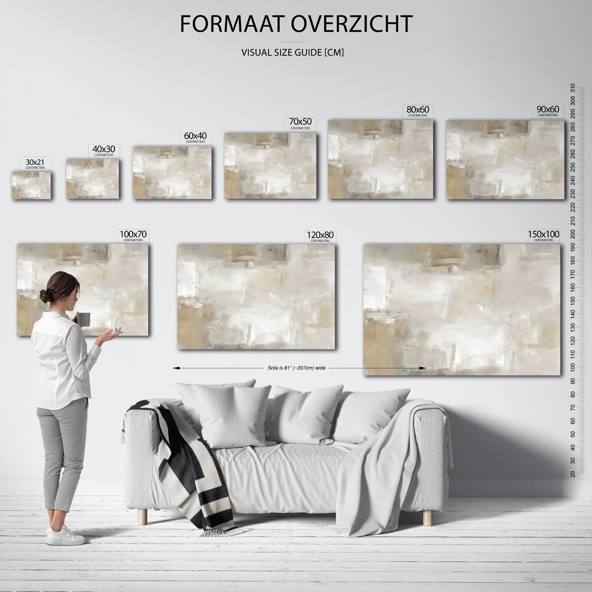 Abstracte beige en grijze Poster